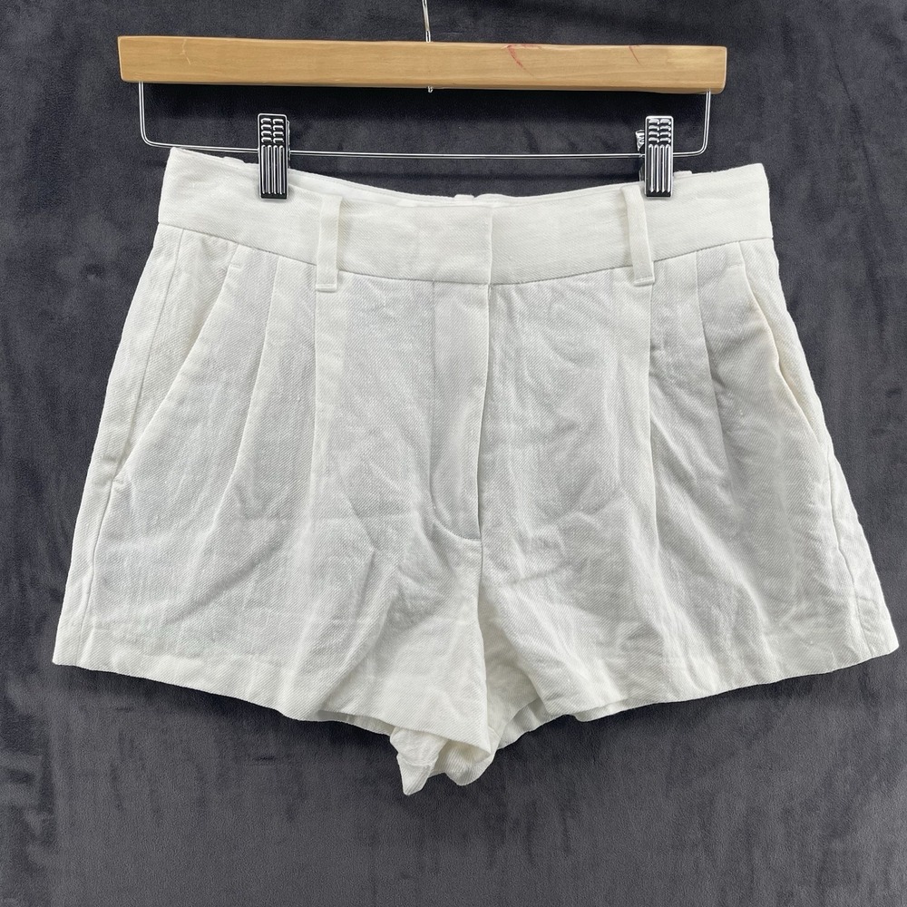 Aritzia Effortless Shorts Womens 8 White Linen Pleated Quiet Luxury Capsule